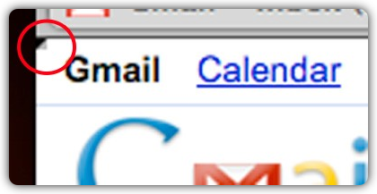 Esquina doblada arriba a la izquierda en Gmail